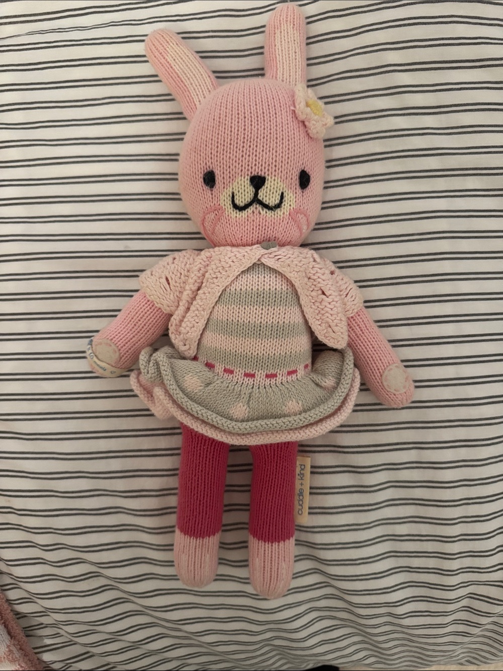 Cuddle +kind Hand-Knit Pink Bunny Plush Dress-Up Toy